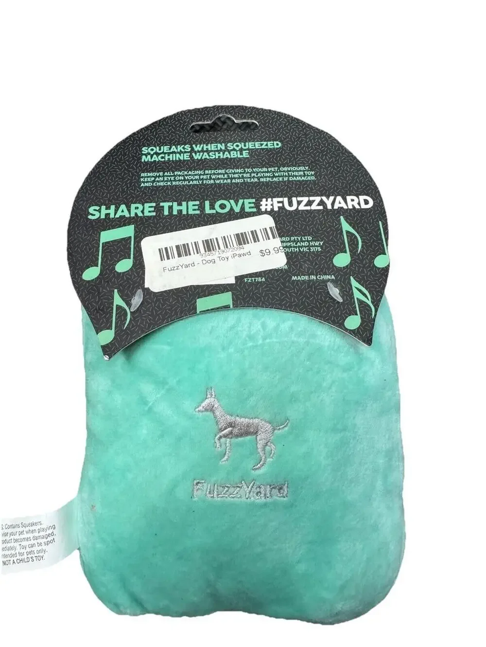 (RGB3) FuzzYard iPawd Interactive Plush Dog Toy Squeaky Parody Music Player